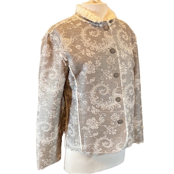 Chico's Tapestry Faux Fur Lined Jacket - Picture 3 of 10